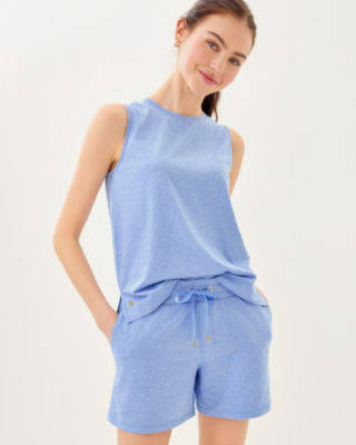 UPF 50+ Calabash Tank Top, Heathered Jacaranda Blue, large