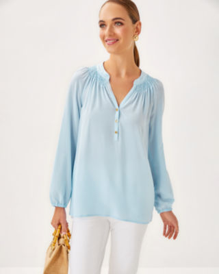Elsa Silk Top, Bluette, large