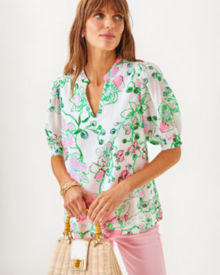 Brinelle Top, Multi Oversized Orchids On The Avenue Allover, large