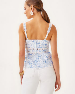 Tiah Eyelet Top, Sunwashed Blue Sunshowers Embroidery, large image 1