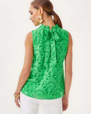 Tolya Top, Fauna Green Stacked Palm Burnout, large image 1