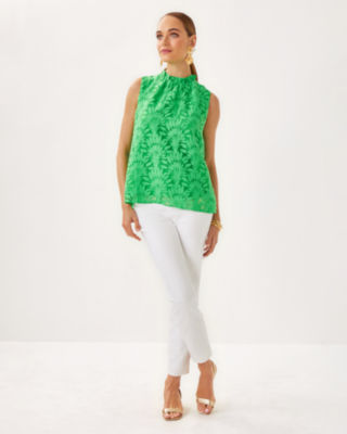 Tolya Top, Fauna Green Stacked Palm Burnout, large image 3