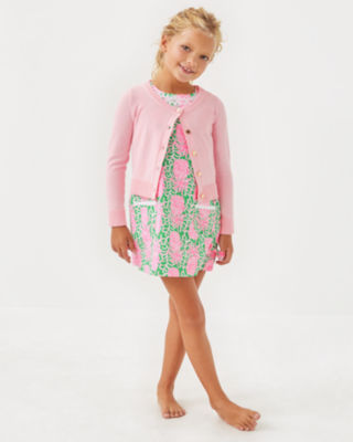 Girls Mini Amalia Cardigan, Pink Muse, large - Lilly Pulitzer