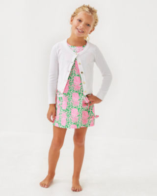 Girls Mini Amalia Cardigan, Resort White, large - Lilly Pulitzer