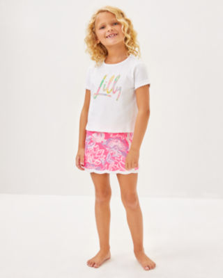 Girls Mini Michelina Skort, Rousseau Pink Zen Garden, large image 1