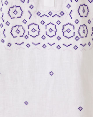 Mialeigh Linen Dress, Water Hyacinth Geo Criss Cross Embroidery, large image 4