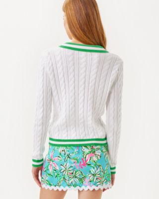 Suzette Sweater, Resort White X Fauna Green Tipping, large image 2