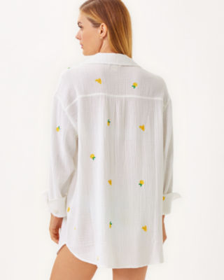 Kwitney Long Sleeve Cover-Up, Honeycomb Lemon Bee Half Drop, large image 1