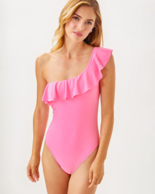 Caelum Ruffle One-Piece Swimsuit, Rousseau Pink, large