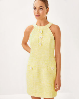 Margarete Boucle Skirted Romper, Finch Yellow Chic Chick Boucle, large image 1