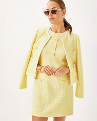 Margarete Boucle Skirted Romper, Finch Yellow Chic Chick Boucle, large image 3