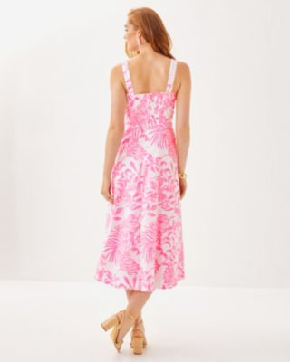 Maella Midi Dress, Rousseau Pink Glisten In The Sun, large image 2