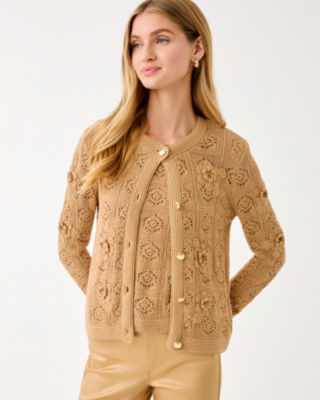 Lenalie Cardigan, Rattan Metallic Garden Crochet, large image 2