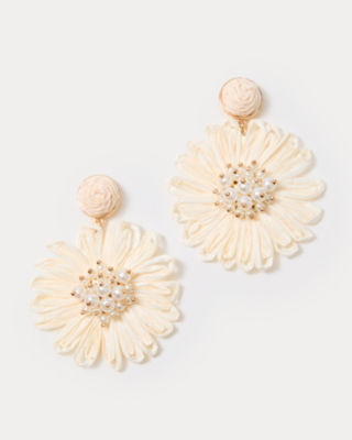 Bursting Blooms Earrings, Coconut, large