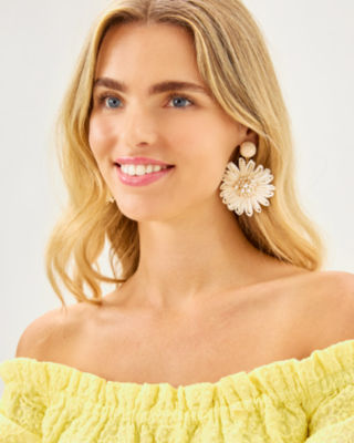Bursting Blooms Earrings, Coconut, large image 1