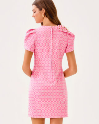 Cartwright Shift Dress, Rousseau Pink Butterfly Brandmark Jacquard, large image 1
