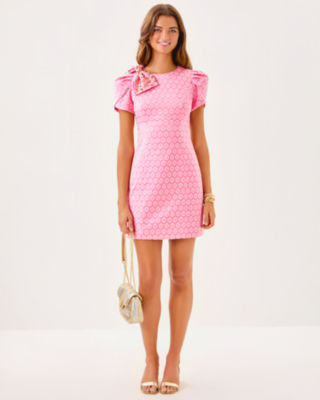 Cartwright Shift Dress, Rousseau Pink Butterfly Brandmark Jacquard, large image 4