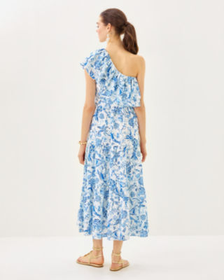 Mayella Midi Dress, Resort White Barefoot Beachcombers, large image 2