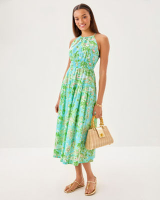 Talullah Maxi Dress, Fresh Water Blue Sunbathers Bliss, large image 2