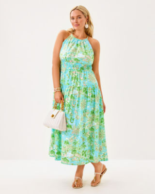 Talullah Maxi Dress, Fresh Water Blue Sunbathers Bliss, large image 4