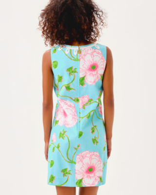 Sidonie Stretch Shift Dress, Fresh Water Blue Bursting Blooms Engineered Shift, large image 2