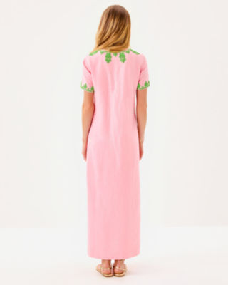 Ariella Linen Maxi Dress, Conch Shell Pink, large image 2