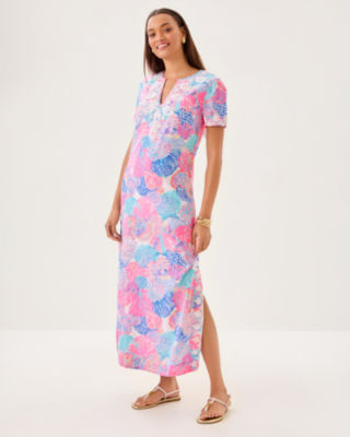 Ariella Linen Maxi Dress, Multi Roar Of The Seas, large