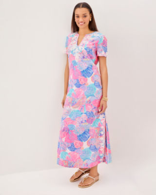 Ariella Linen Maxi Dress, Multi Roar Of The Seas, large image 2