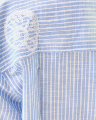 Bondi Button Down Shirt, Jacaranda Blue Beach Day Embroidered Seacret Stripe, large image 6