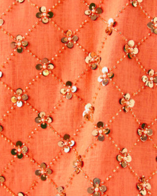 Lathan Sleeveless Beaded Cropped Top, Papaya Beaded Sequin Embellished Sequin Blend, large image 6