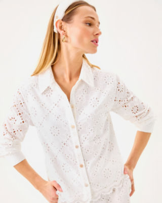 Singrid Eyelet Top, Resort White Beach Haven Eyelet, large image 2