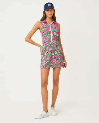 UPF 50+ Luxletic Kathy Bow Dress, Cherry Blossom Pink Lil Chicken Check Golf, large image 4