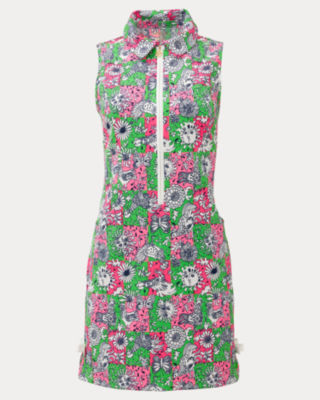 UPF 50+ Luxletic Kathy Bow Dress, Cherry Blossom Pink Lil Chicken Check Golf, large image 6