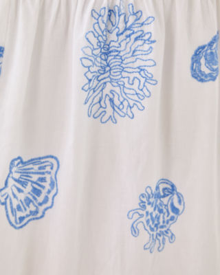 Zanna Embroidered Cotton Midi Dress, Resort White Castaway Embroidery, large image 5