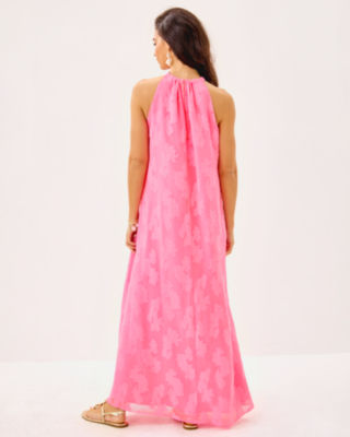 Clairabel Maxi Dress, Rousseau Pink Coral Swirl Poly Crepe, large image 2