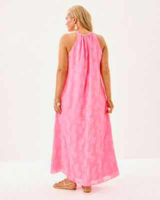 Clairabel Maxi Dress, Rousseau Pink Coral Swirl Poly Crepe, large image 5