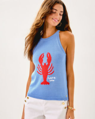 Emra Sweater Tank, Jacaranda Blue Lobster Jacquard, large image 1