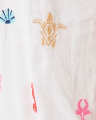 Mialeigh Linen Dress, Resort White Sea Treasure Embroidery, large image 4