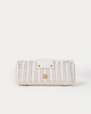Leena Wicker Clutch, Resort White, large image 2