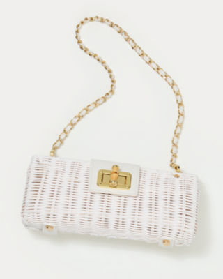 Leena Wicker Clutch, Resort White, large image 3