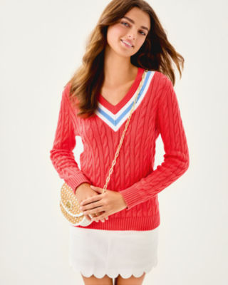 Brockton Sweater, Cane Coral X Jacaranda Blue Tipping, large image 2