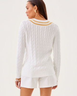 Brockton Sweater, Resort White X Wicker Tan Metallic Tipping, large image 1