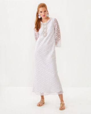 Burnett Lace Maxi Dress, Resort White Butterfly Medallion Lace, large image 1