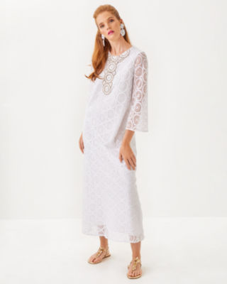 Burnett Lace Maxi Dress, Resort White Butterfly Medallion Lace, large image 3