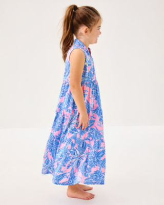 Girls Mini Riegan Maxi Dress, Conch Shell Pink Up Scale, large image 2
