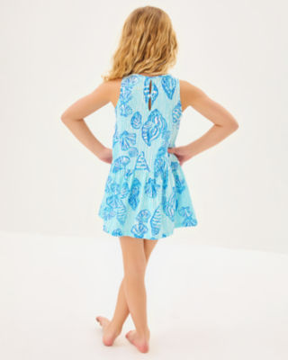 Girls Mini Dixi Dress, Fresh Water Blue Cool As Shell, large image 1