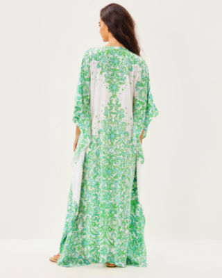 Marilla Silk Maxi Caftan, Resort White Sol Mates Engineered Woven Dress, large image 2