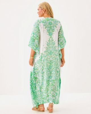 Marilla Silk Maxi Caftan, Resort White Sol Mates Engineered Woven Dress, large image 5