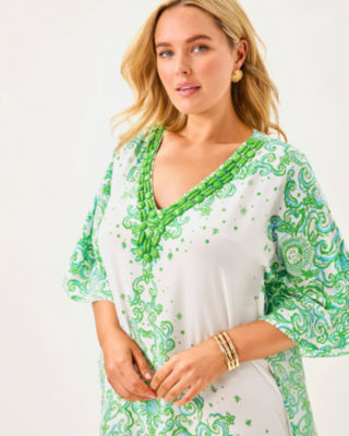 Marilla Silk Maxi Caftan, Resort White Sol Mates Engineered Woven Dress, large image 6