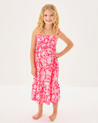 Girls Mini Kailua Maxi Dress, Cane Coral Crab Collab, large